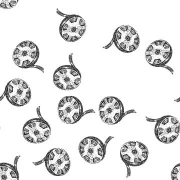 Seamless pattern cinema film projector reel sketch hand drawn 스톡 일러스트