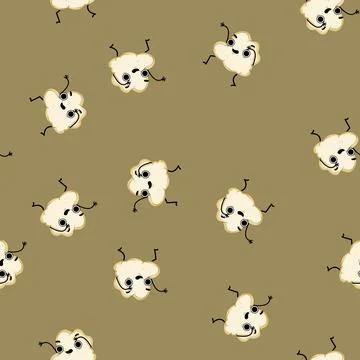 Seamless pattern cinema popcorn character cartoon vector Stock Illustration