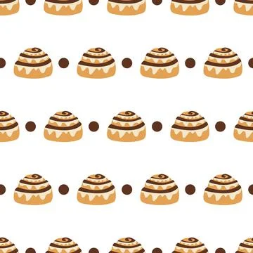 Seamless pattern with cinnamon bun. Vector illustration. Stock Illustration