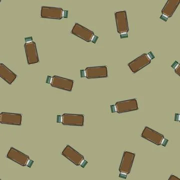 Seamless pattern cinnamon coffee soluble cartoon vector Stock Illustration