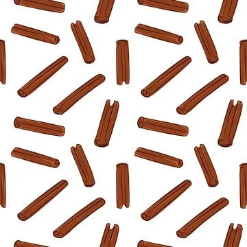 Seamless pattern with cinnamon stick in brown flat style. Perfect for spice Stock Illustration