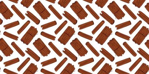 Seamless pattern of cinnamon stick in bundle in flat style. Perfect for spice Illustrazione stock