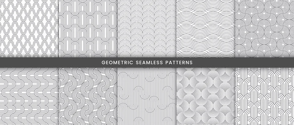 Seamless pattern with circle and curve lines Stock Illustration