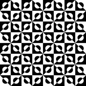 Seamless pattern with circle and square in black and white background. Stock Illustration