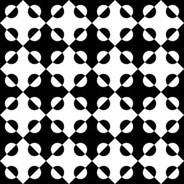 Seamless pattern with circle and square in black and white background. Stock Illustration