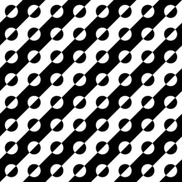 Seamless pattern with circle and strip in black and white background. Stock Illustration