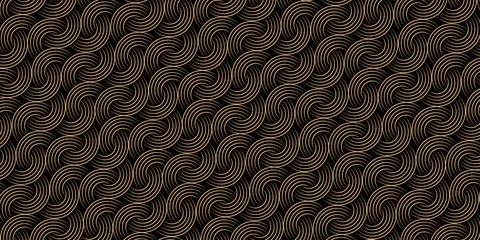 Seamless pattern circle overlapping gold background Stock Illustration