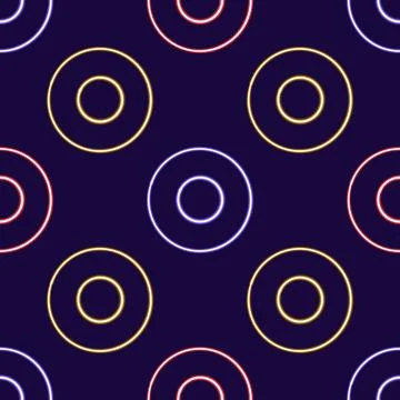 Seamless pattern circle shape frame glowing desktop icon, neon sticker, neon Stock Illustration
