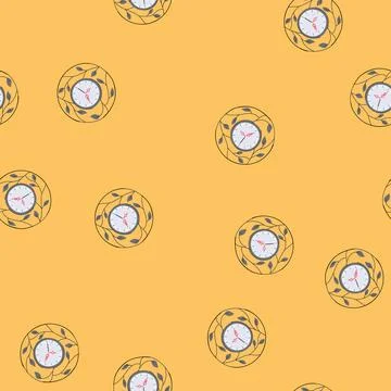 Seamless pattern circle wall clock cartoon vector Stockillustratie