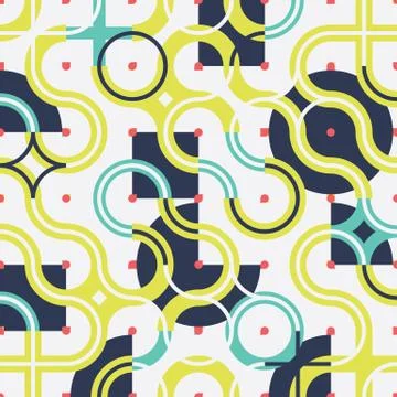 Seamless pattern with circle wavy ornament Stockillustratie