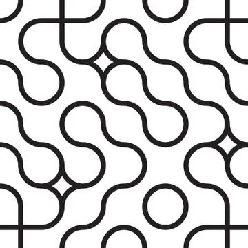 Seamless pattern with circle wavy ornament Stock Illustration