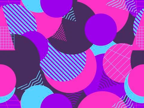 Seamless pattern with circles 1980s style. Retrowave. Vector illustration Stock-Illustration