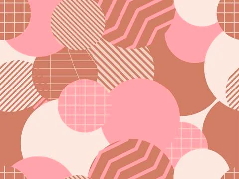 Seamless pattern with circles 1980s style. Retrowave. Geometric elements memp Stock Illustration