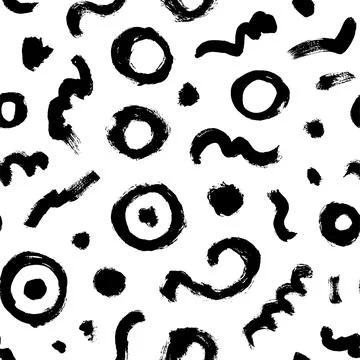 Seamless pattern with circles and curved lines. 스톡 일러스트