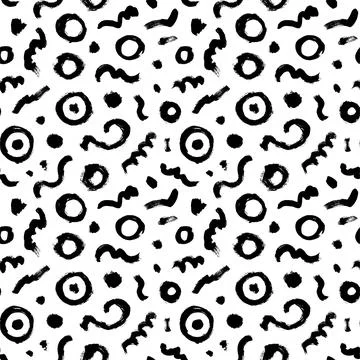 Seamless pattern with circles and curved lines. Illustrazione stock