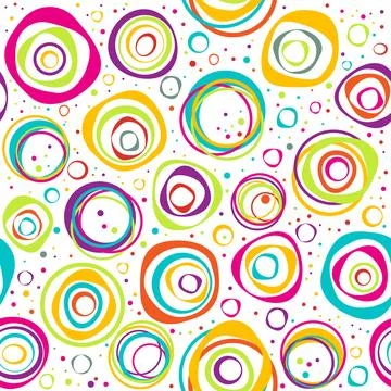 Seamless pattern with circles and dots on white background Stock Illustration
