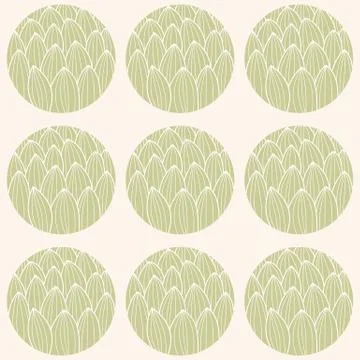 Seamless pattern with circles and hand drawn cactus pattern Illustrazione stock