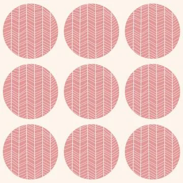 Seamless pattern with circles and hand drawn chevron pattern Stock Illustration