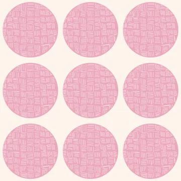 Seamless pattern with circles and hand drawn line pattern Stock Illustration