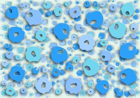 Seamless pattern, circles, and lines, in blue tones, vector illustration. Stock Illustration