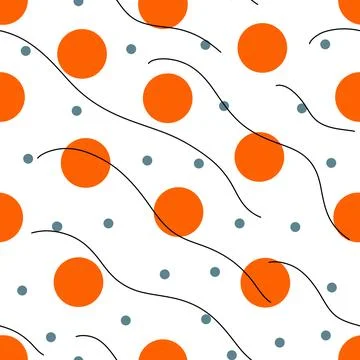 Seamless Pattern with Circles and Waves. Hand Drawn Water Sea Modern Background. Stock Illustration