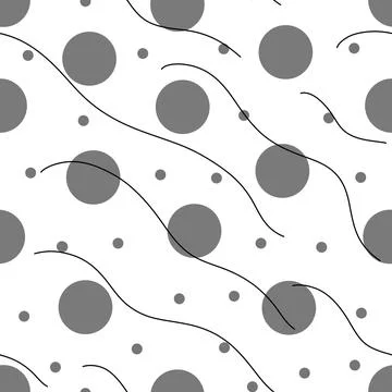 Seamless Pattern with Circles and Waves. Hand Drawn Water Sea Modern Background. 스톡 일러스트