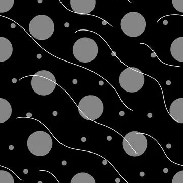 Seamless Pattern with Circles and Waves. Hand Drawn Water Sea Modern Background. Stock Illustration
