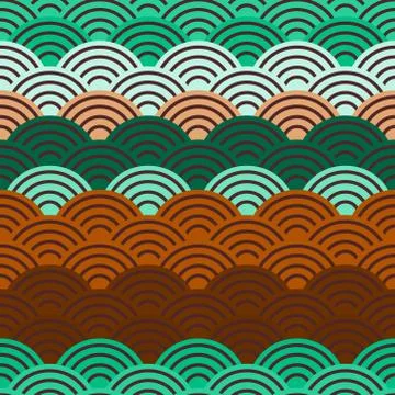 Seamless pattern circles Brown beige claret green print, Geo hipster backdrop Stock Illustration