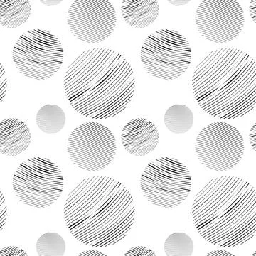 Seamless pattern with circles doodled. Geometrical pattern with set circle Stock Illustration