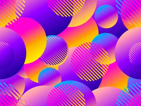 Seamless pattern with circles. Futurism retro background in style 1980s. Retr Stock Illustration