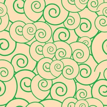 Seamless pattern with circles in green and orange colors Stock Illustration