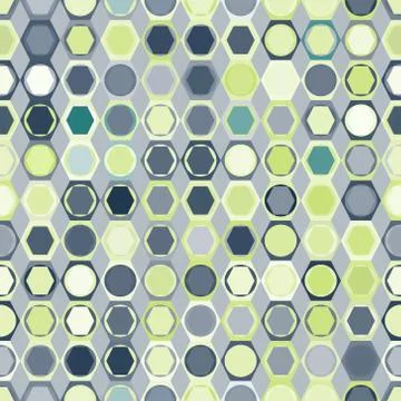 Seamless pattern of circles in hexagons Stock Illustration