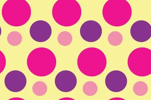 Seamless pattern with circles. Pink and purple rounds on yellow board Stock Illustration