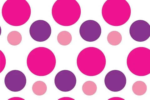 Seamless pattern with circles. Pink and purple rounds on white board Stock Illustration