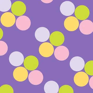 Seamless pattern with circles on purple background Stock Illustration