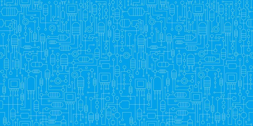 Seamless pattern of a circuit board with many small squares and lines Stock Illustration