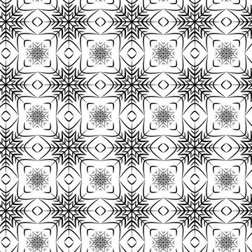 Seamless pattern of circuit drawing abstract openwork snowflakes. Repeat texture Stock Illustration