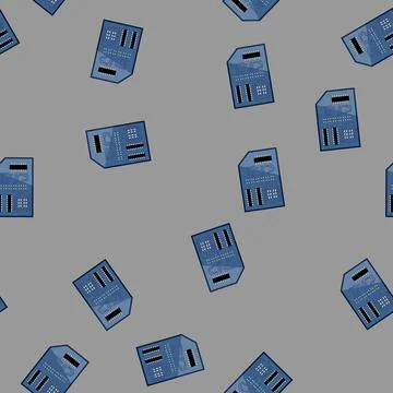 Seamless pattern circuit microcontroller cartoon vector Illustrazione stock