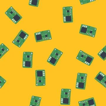 Seamless pattern circuit microcontroller cartoon vector 스톡 일러스트