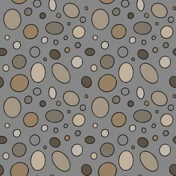 Seamless pattern of circular shapes in muted earth tones on a gray background Stock-Illustration