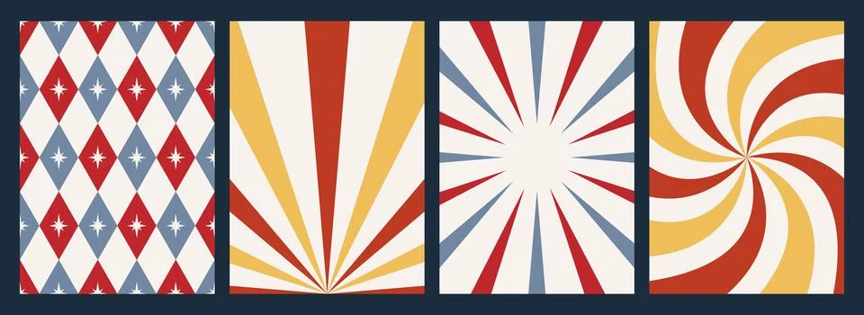 Seamless pattern for circus and carnaval, flat style. Retro and vintage. Stock Illustration