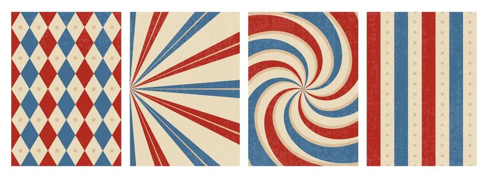 Seamless pattern for circus and carnaval, flat style. Retro and vintage. Stock Illustration