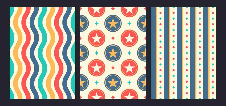 Seamless pattern for circus and carnaval, flat style. Retro and vintage. Stock Illustration