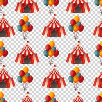 Seamless pattern with circus props. Design featuring bright, festive decorations Stock Illustration