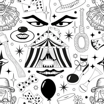 Seamless pattern with circus symbols Stock Illustration