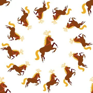 Seamless pattern with CIRCUS theme. Circus characters horse. Cartoon flat sty Stock Illustration