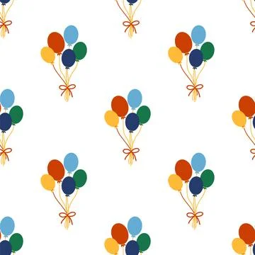 Seamless pattern with CIRCUS theme. Clowns, strongmen, lions, magic hat, hare Stock Illustration