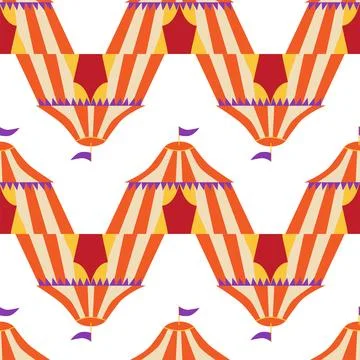 Seamless pattern with CIRCUS theme. Clowns, strongmen, lions, magic hat, hare Illustrazione stock