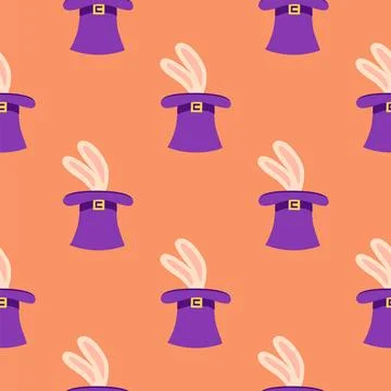 Seamless pattern with CIRCUS theme. Clowns, strongmen, lions, magic hat, hare Illustrazione stock