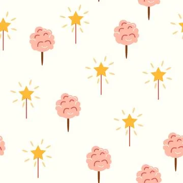 A seamless pattern with a CIRCUS theme. Festive balloons, cotton candy, balls Illustrazione stock